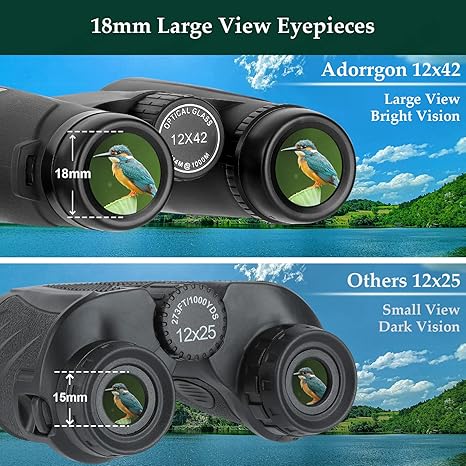 Adorrgon 12x42 HD Binoculars for Adults High Powered with Phone Adapter, Tripod and Tripod Adapter - Large View Binoculars with Clear Low Light Vision - Binocular for Bird Watching Cruise Travel - Image 2